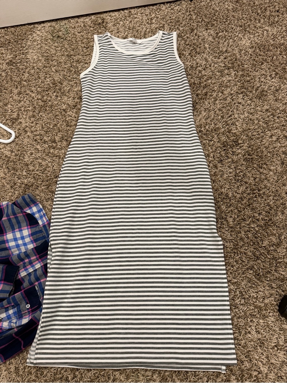BB Dakota Gray and White Striped Maxi Dress